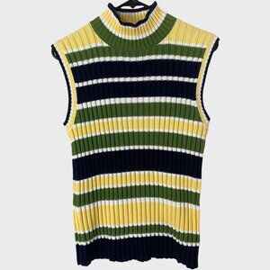Vintage Jones New York Sleeveless Sweater Ribbed-Knit Turtleneck Women's Large
